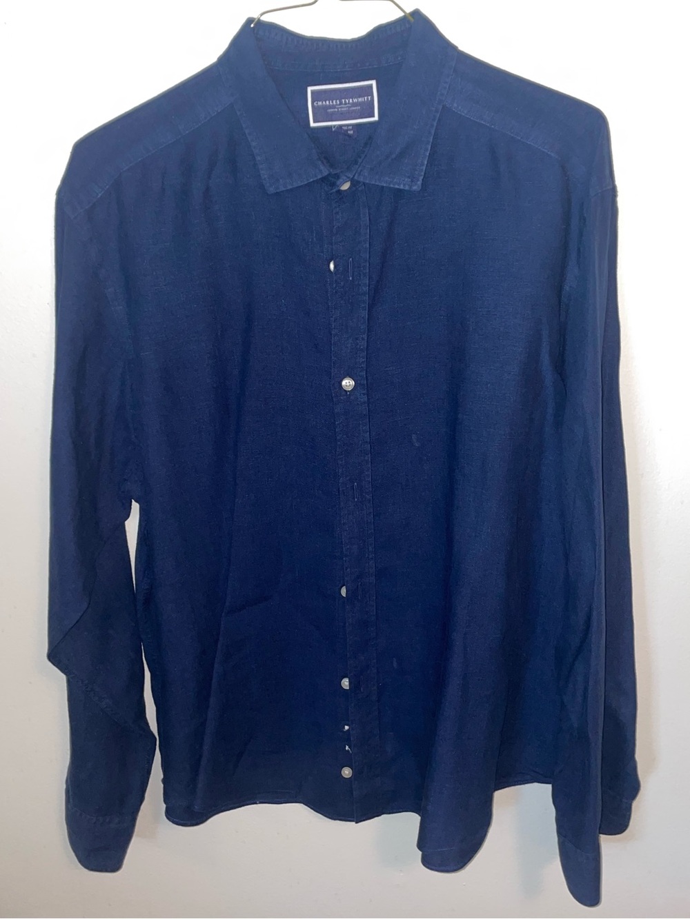 Charles Tyrwhitt Deep Navy Long-Sleeve Button-Down Shirt